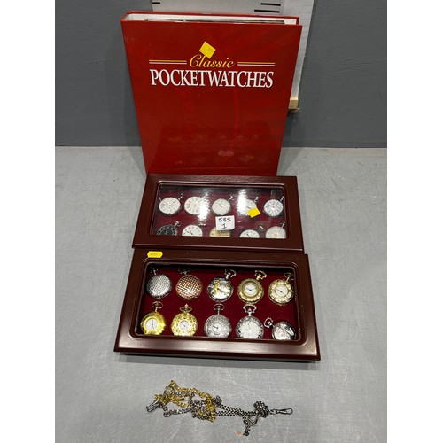 585I - 2 boxes of pocket watches + folder on watches