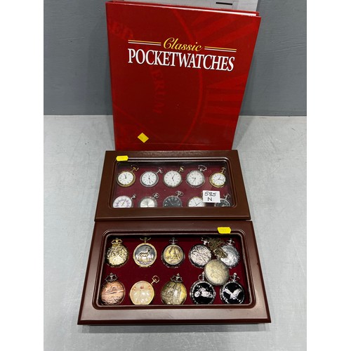 585N - 2 boxes of pocket watches + folder on watches