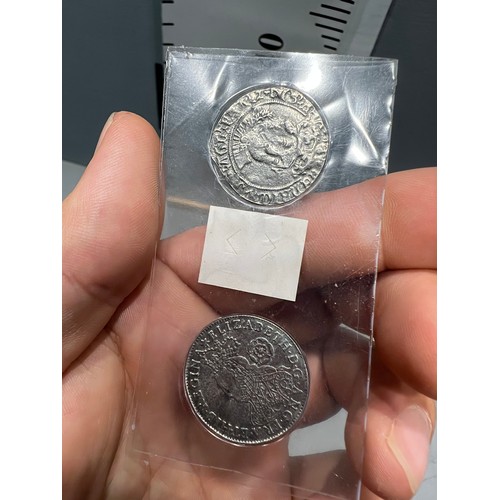 588 - Elizabeth I coin + Henry VIII coin