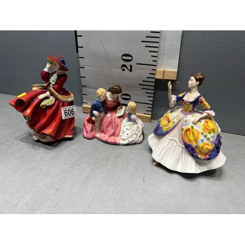 606 - 3 Royal Doulton figures. Top of the Hill, Christine, The Bedtime story