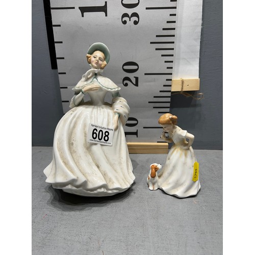 608 - 2 Royal Doulton figures. Sit + Jessica