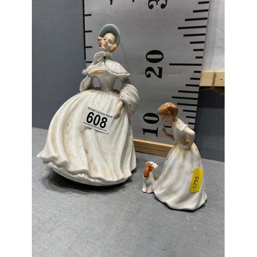 608 - 2 Royal Doulton figures. Sit + Jessica