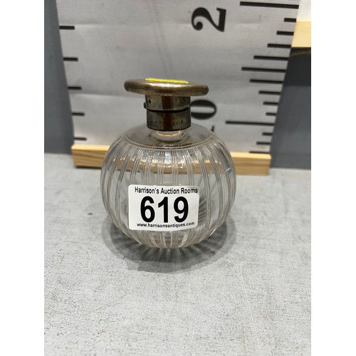 619 - Silver topped scent bottle