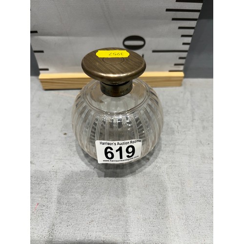 619 - Silver topped scent bottle