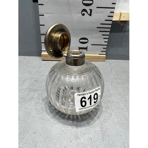 619 - Silver topped scent bottle