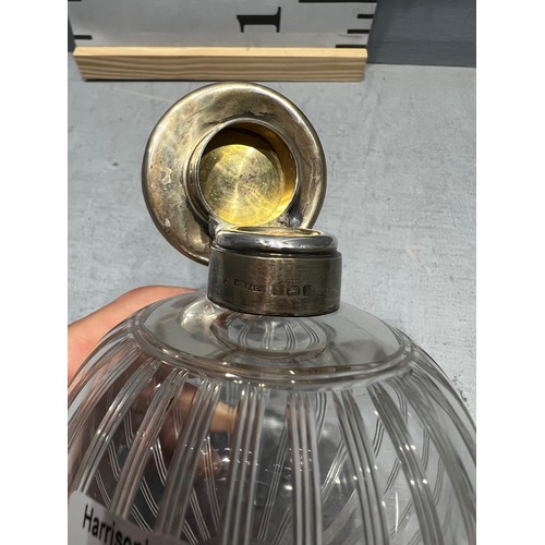 619 - Silver topped scent bottle