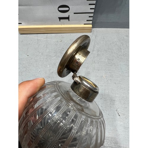 619 - Silver topped scent bottle