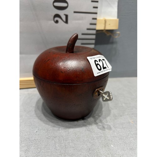 627 - Wooden apple tea caddy