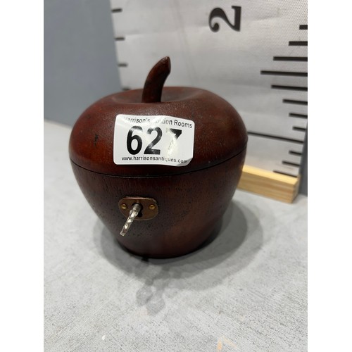 627 - Wooden apple tea caddy