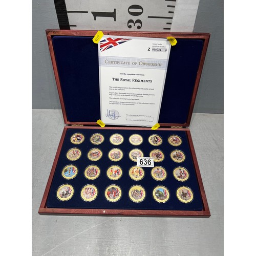 636 - Boxed set 'The Royal Regiments' coin collection from Windsor mint. Gold plated