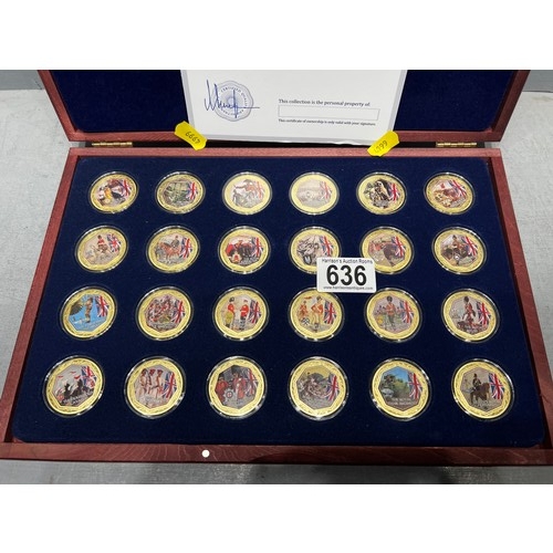 636 - Boxed set 'The Royal Regiments' coin collection from Windsor mint. Gold plated