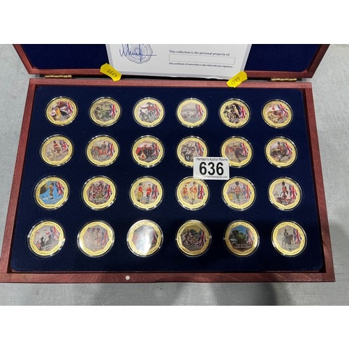 636 - Boxed set 'The Royal Regiments' coin collection from Windsor mint. Gold plated