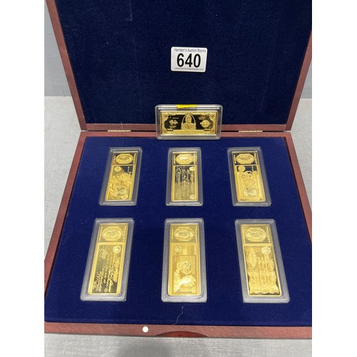 640 - Boxed set of American dollars gold plated by Windsor mint ingots