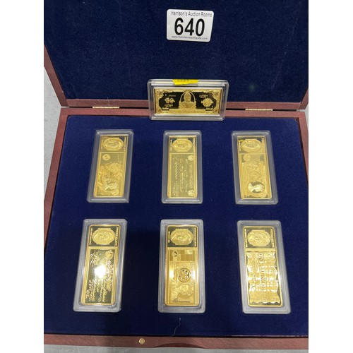 640 - Boxed set of American dollars gold plated by Windsor mint ingots