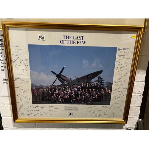 649 - 'The last of the Few' members of the Battle of Britain fighter association signed poster framed