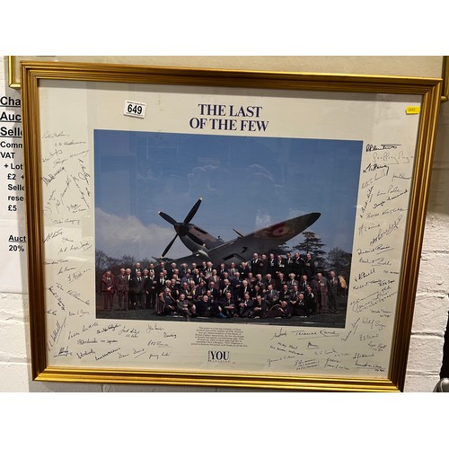 649 - 'The last of the Few' members of the Battle of Britain fighter association signed poster framed