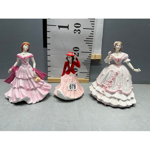 678 - 2 Royal Worcester + 1 coalport figure