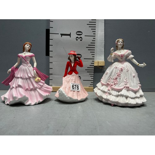 678 - 2 Royal Worcester + 1 coalport figure