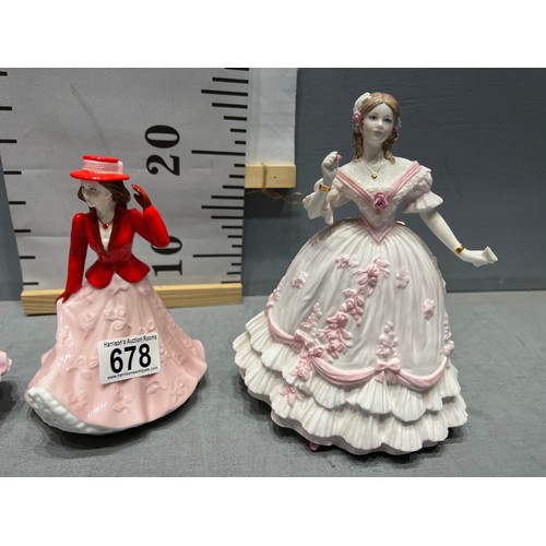 678 - 2 Royal Worcester + 1 coalport figure