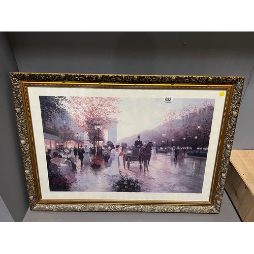 692 - Large gilt frame picture + 2 other pictures