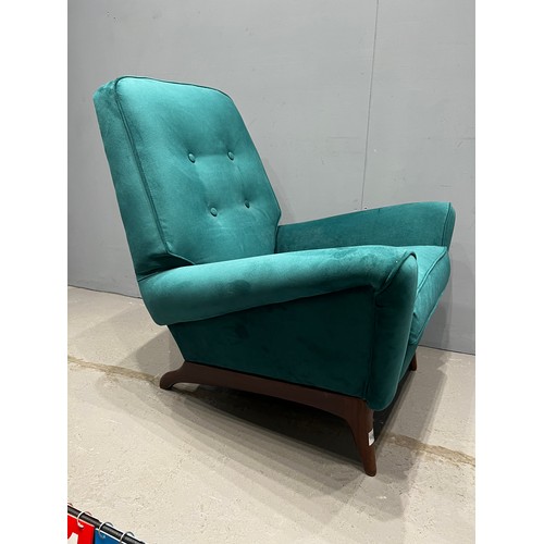 1134 - Greaves + Thomas teak mid century chair ( been recovered)