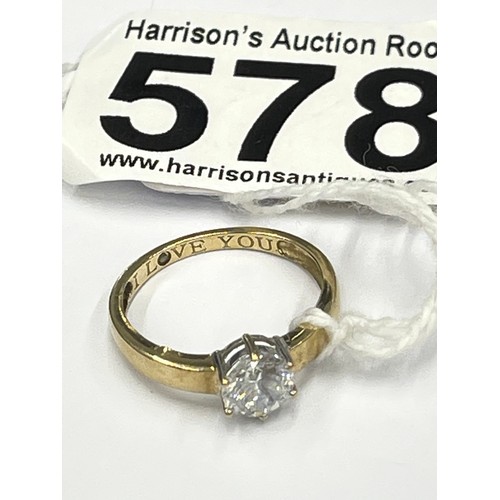 578 - 9ct white stone dress ring. Size L/M. approx 1.4g gross