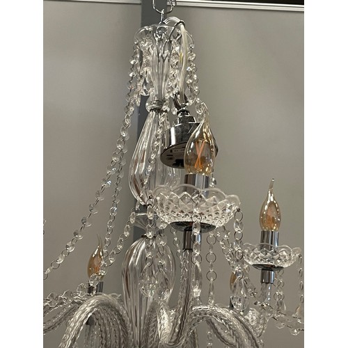 645Z - Beautiful cut glass 9 branch chandelier with droplets