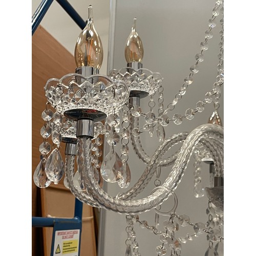 645Z - Beautiful cut glass 9 branch chandelier with droplets