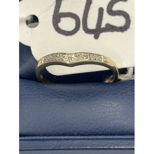 645I - 9ct gold + diamond ring. Size U. approx 2g gross