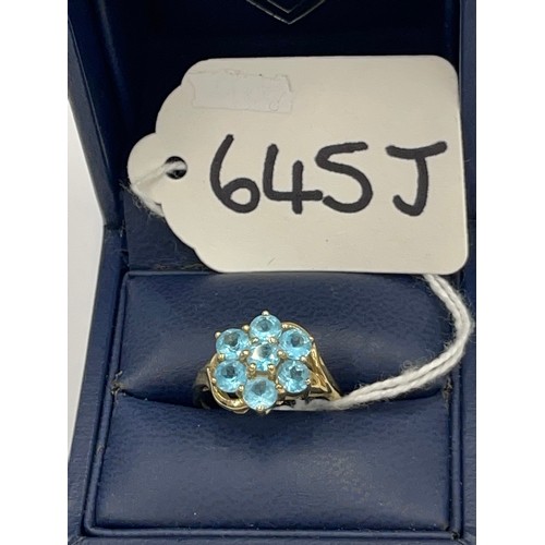 645J - 9ct blue stone dress ring. Size L. approx 2.5g gross