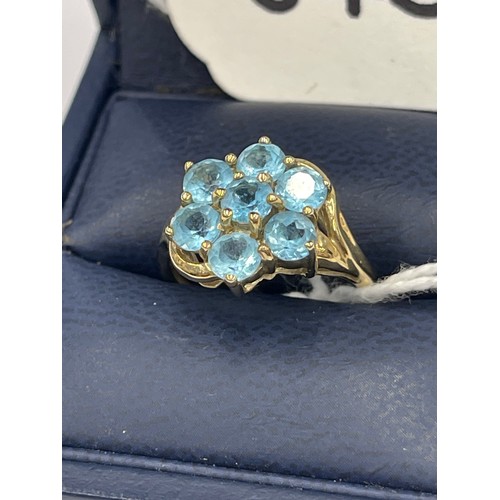 645J - 9ct blue stone dress ring. Size L. approx 2.5g gross