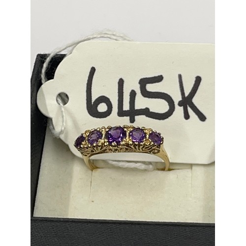 645K - 9ct Amethyst dress ring. Size Q. approx 2.9g gross