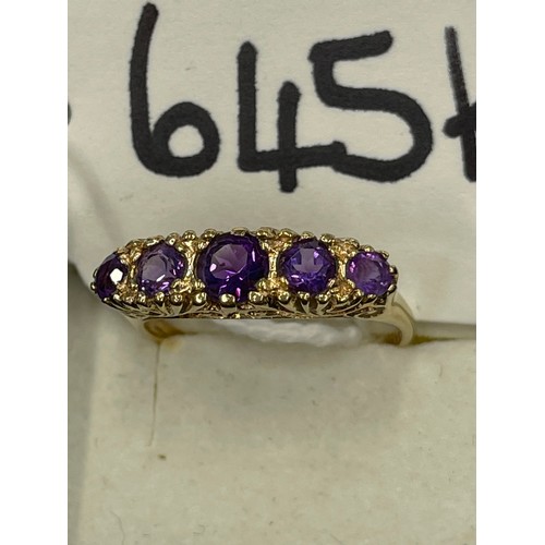 645K - 9ct Amethyst dress ring. Size Q. approx 2.9g gross