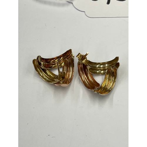 645N - Pair of multi coloured 9ct gold earrings. approx 1.6g