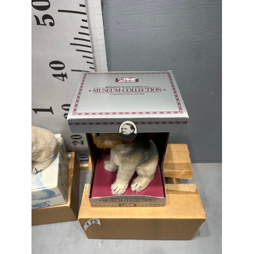 175 - 1 replica 1928 Steiff dog + 1 1930 replica Rattler Terrier. Both Ltd edition with certificates & box... 