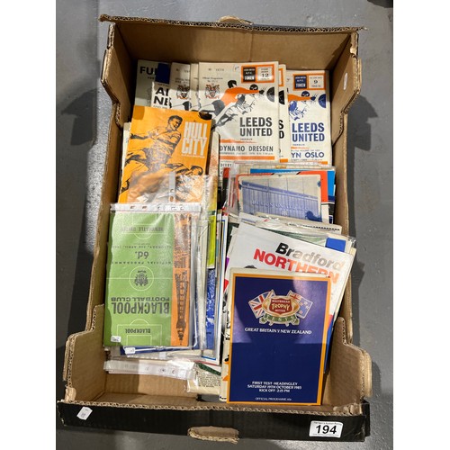 194 - Box various football programs leeds etc