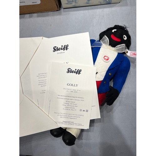 196 - Boxed steiff golly ltd edition 2009 + certificate & box EAN 036033