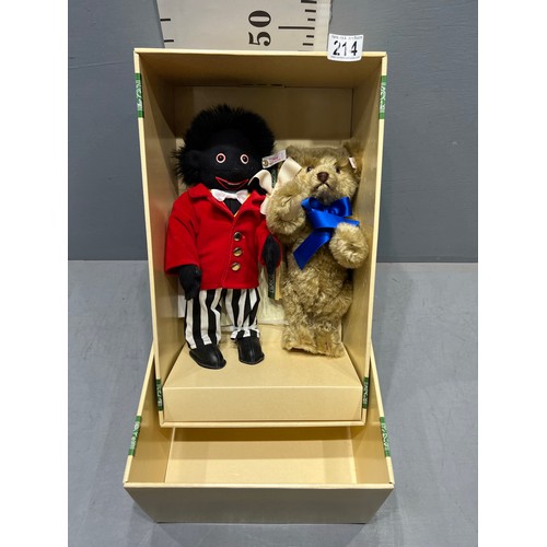 214 - Steiff golly & bear set ltd edition made exclusively for dolly lane London boxed