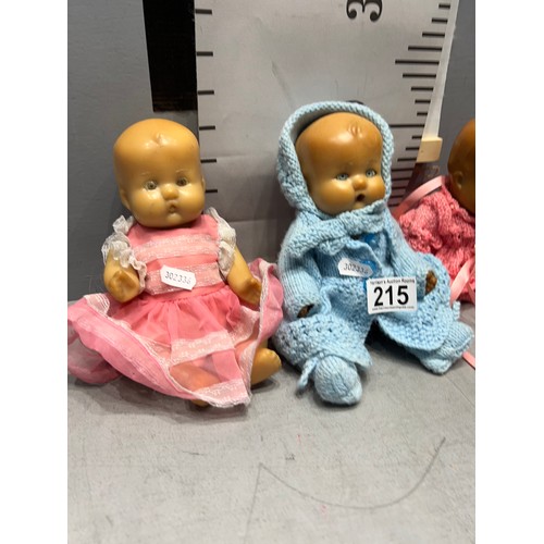 215 - 3x 1950's Marie rose rubber dolls