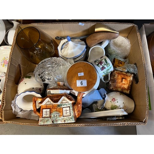 6 - 2 boxes collectable pottery inc Portmerion, cottageware etc