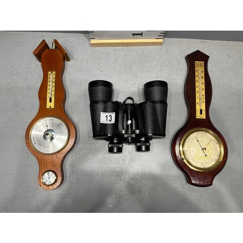 13 - 2 barometers + pair binoculars