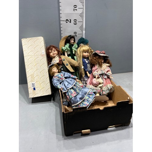 223 - Box porcelain dolls on stands