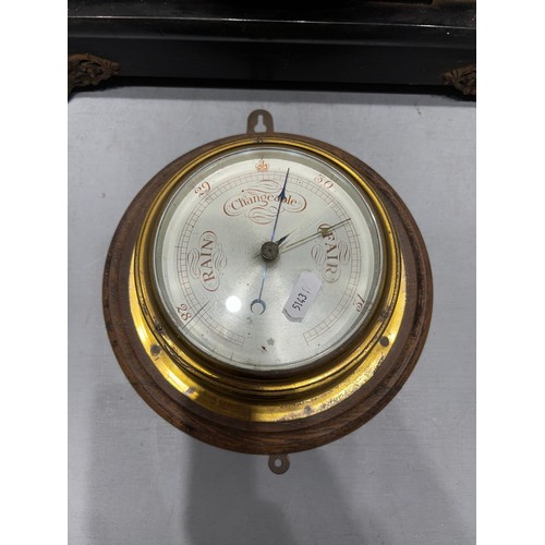 48 - Victorian mantle clock + early brass barometer