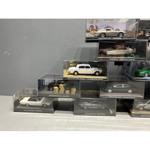 265 - 17 Boxed 007 James bond cars from films thunder ball, casino royale, goldfinger etc