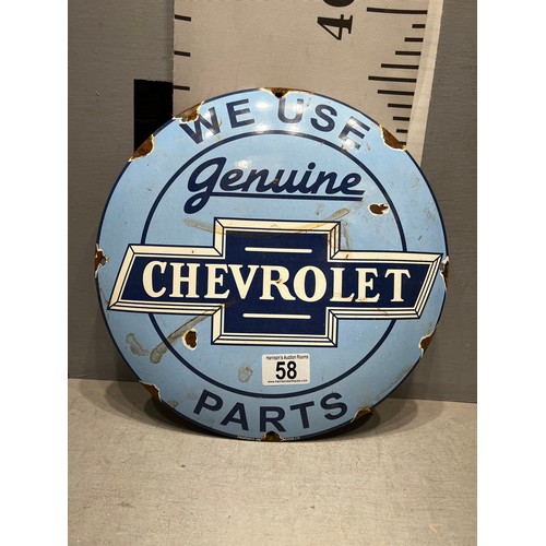 58 - Enameled  'Chevrolet' advertising sign