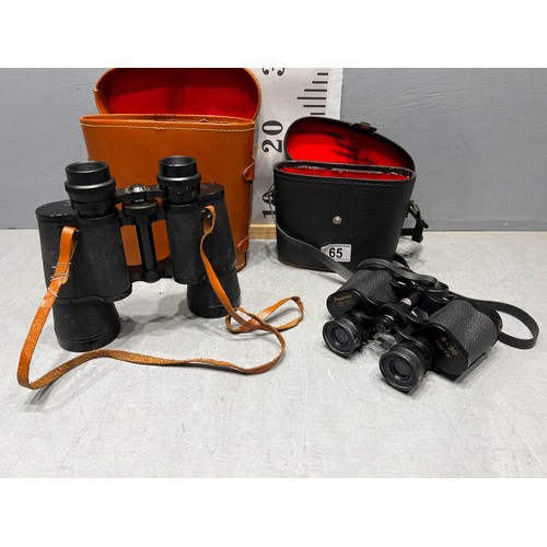 65 - 2 Pair binoculars in cases