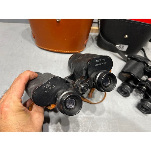 65 - 2 Pair binoculars in cases