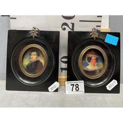 78 - Pair of black framed miniatures