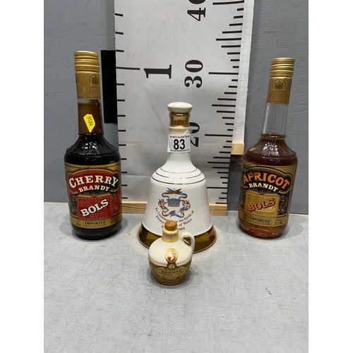 83 - Wade Bells whiskey decantor (full) , commemorate Prince Williams birth + bottle Cherry & Apricot bra... 