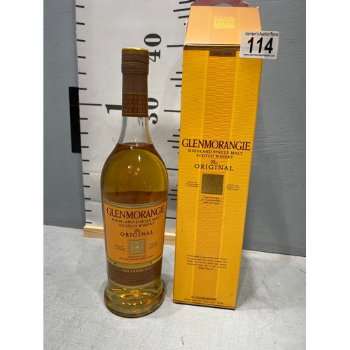 114 - Bottle Glenmorangie malt whiskey. Boxed and unopened.